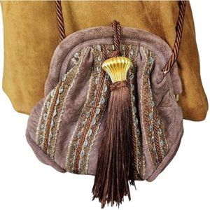 BRIZZOLARI Suede Leather Brown Tassel Crossbody Bag Made in Italy